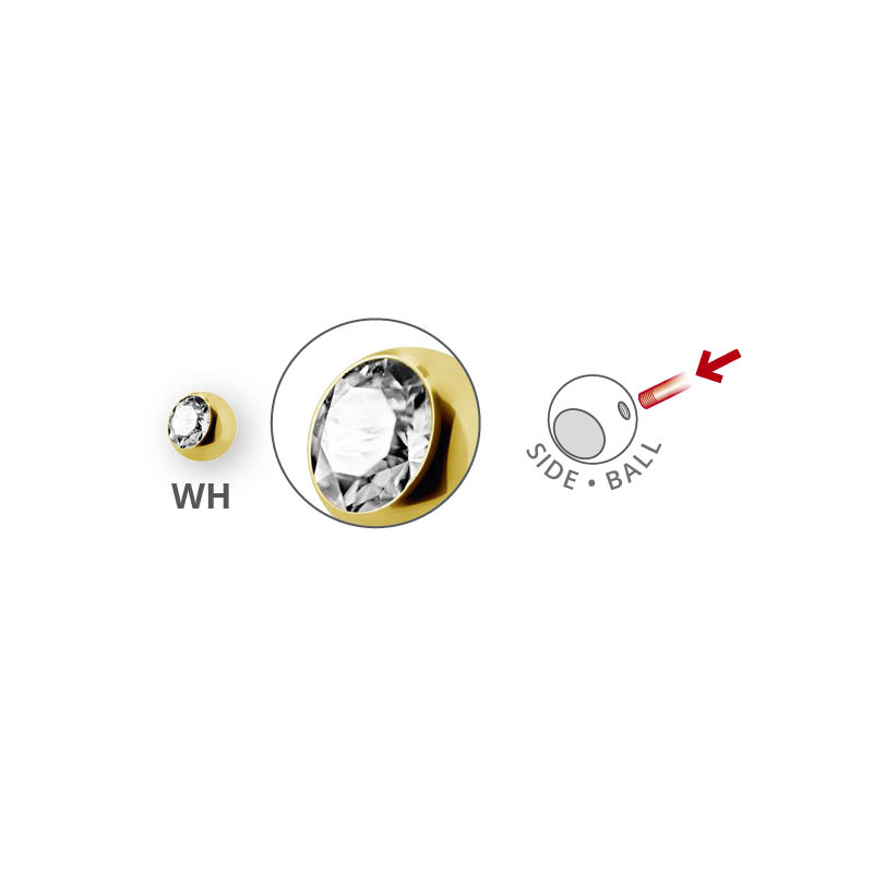 24K GOLD PVD SS316L JEWELLED 5MM SIDE BALLS