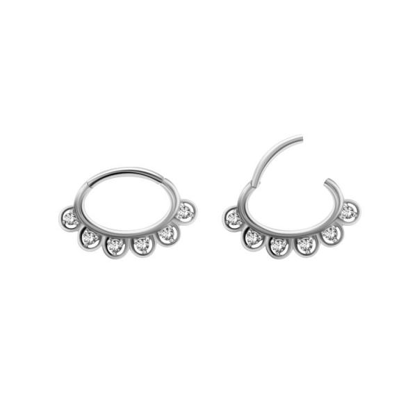 SS316L SEPTUM/DAITH CLICKER SET W. CUBIC ZIRCONIA
