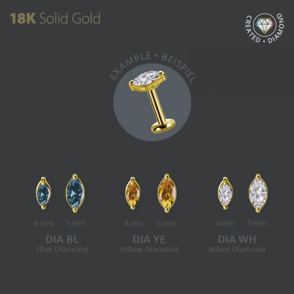 18K GOLD  MICRO ATTACHMENT SET W. MARQUISE LAB CREATED DIAMONDS