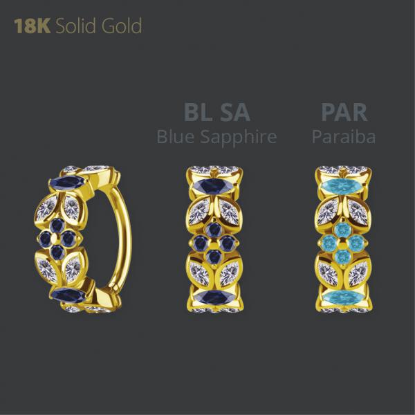 18K GOLD CLICKER SET W. LAB CREATED GEMSTONE