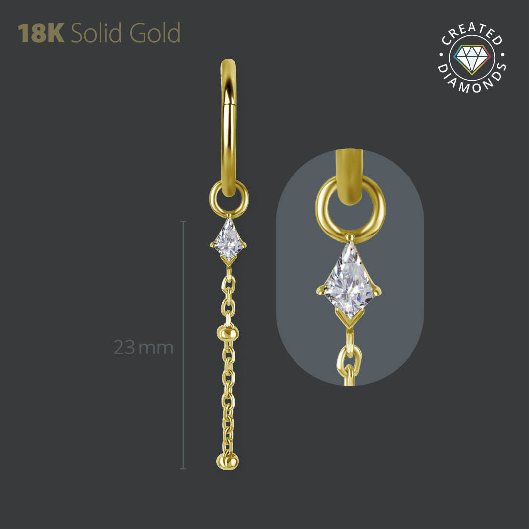 18K GOLD CHARM SET WITH LAB CREATED DIAMOND (KITE SHAPE)
