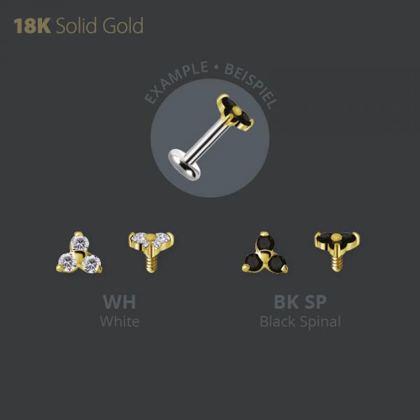 18K GOLD INTERNAL TRINITY ATTACHMENT SET W. PREMIUM ZIRCONIA